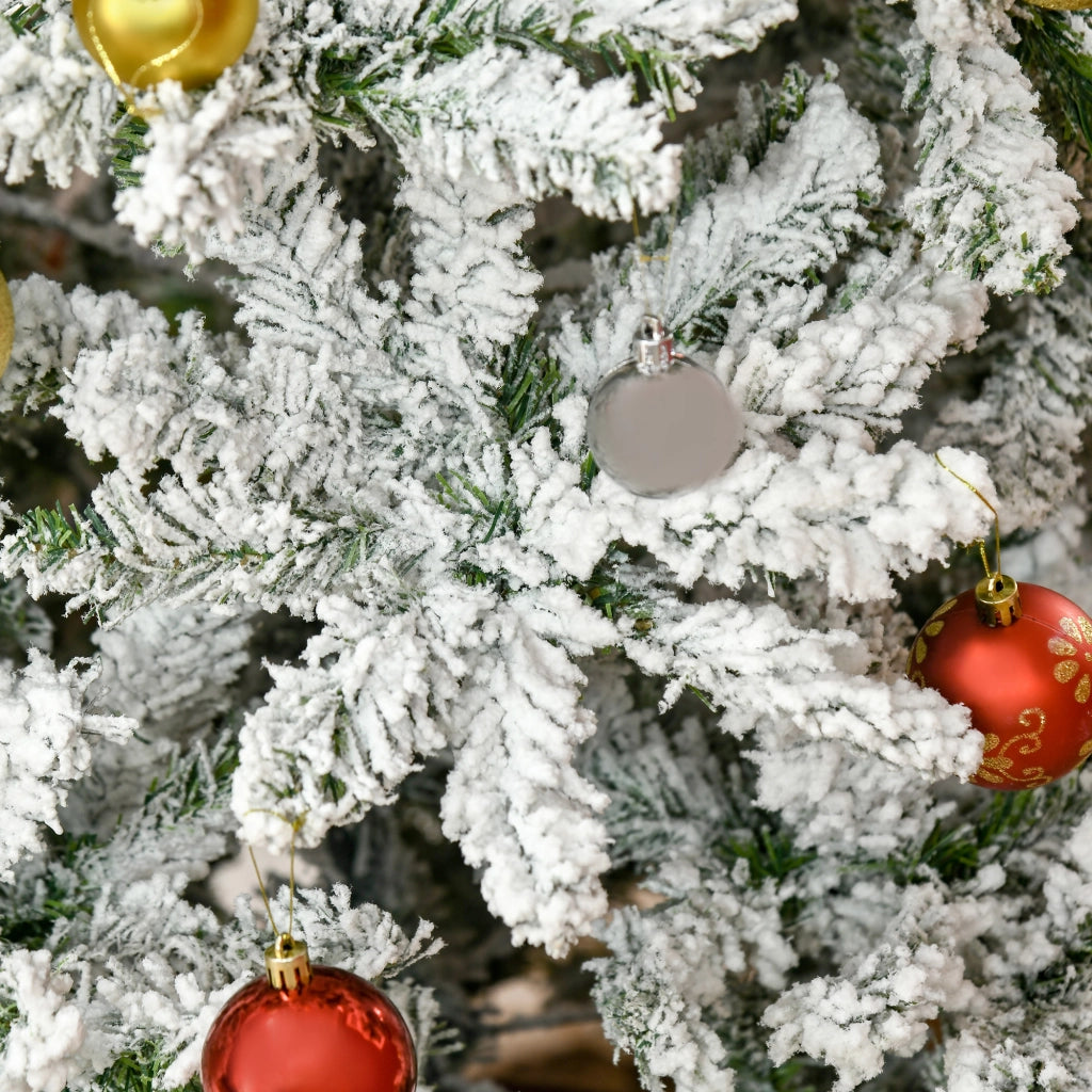 Albero di Natale artificiale, effetto neve, ignifugo, struttura a cerniera, verde/bianco