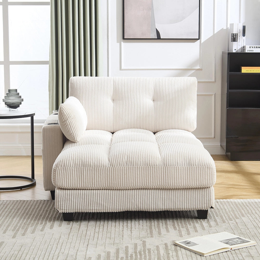 Poltrona Palm - Xylo - Cuscini rigati, portaoggetti, reclinabile, beige
