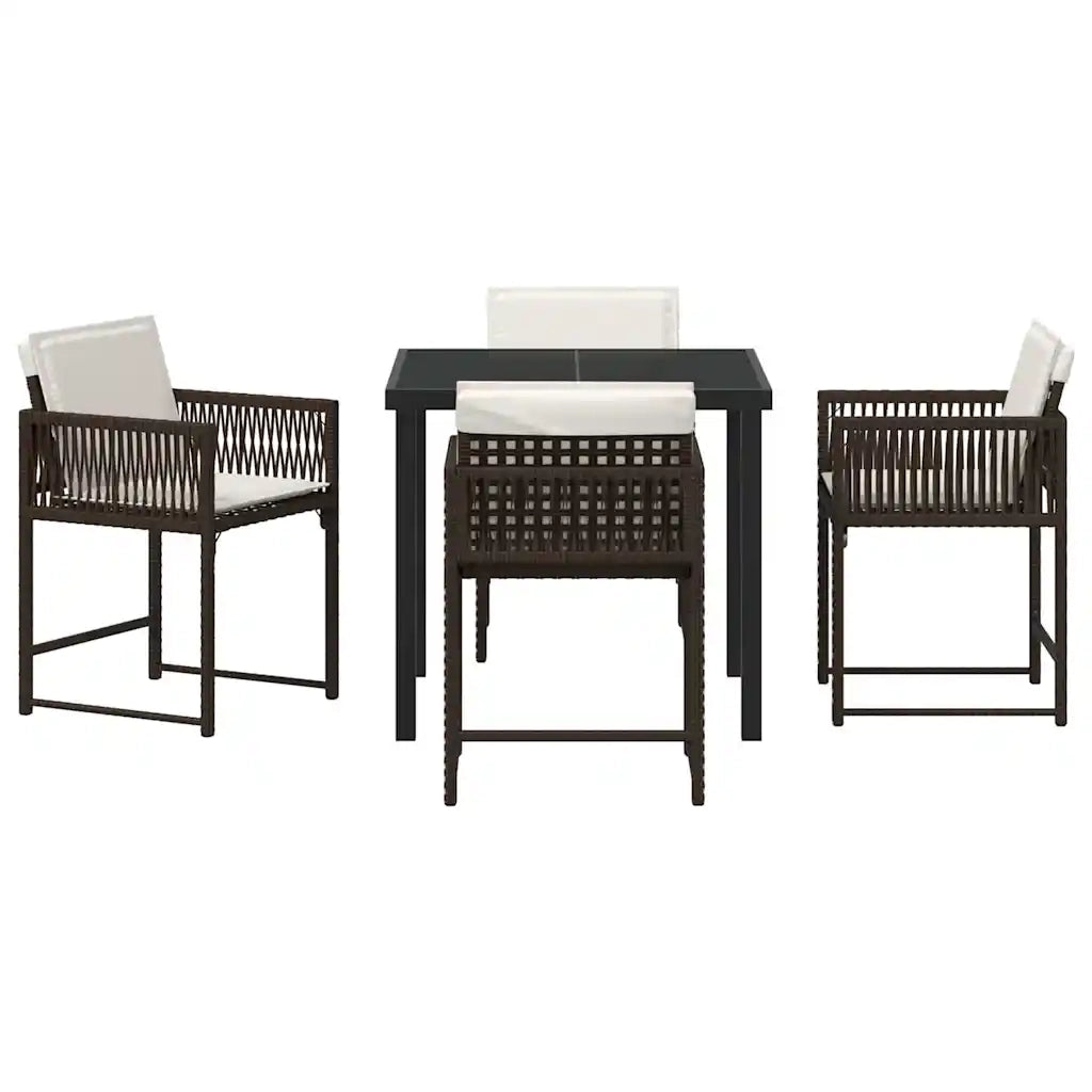Set da Pranzo per Giardino 5 pcs Marrone polyrattan 3380753