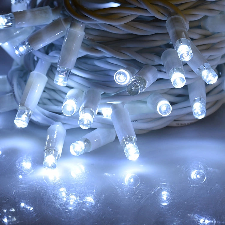 CATENA LUMINOSA 100 MAXI-LED CAVO BIANCO PROLUNGABILE CON LUCE BIANCA FISSA E INTERMITTENTE - PER DECORAZIONI EFFETTO CIELO STELLATO