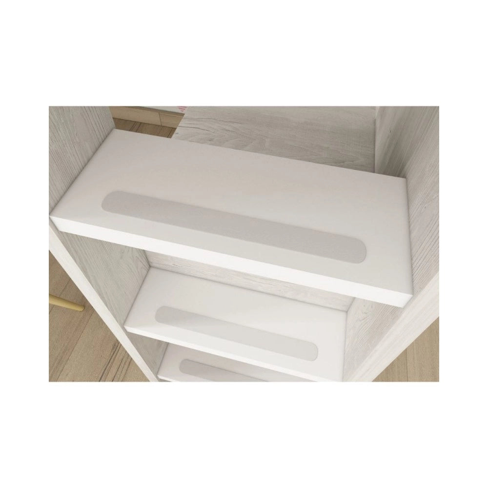 Letto a soppalco bianco consumato e bianco con scrivania 2278