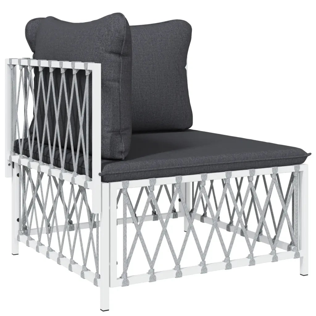 Set Salotto da Giardino 5 pz con Cuscini in Acciaio Bianco 3186838