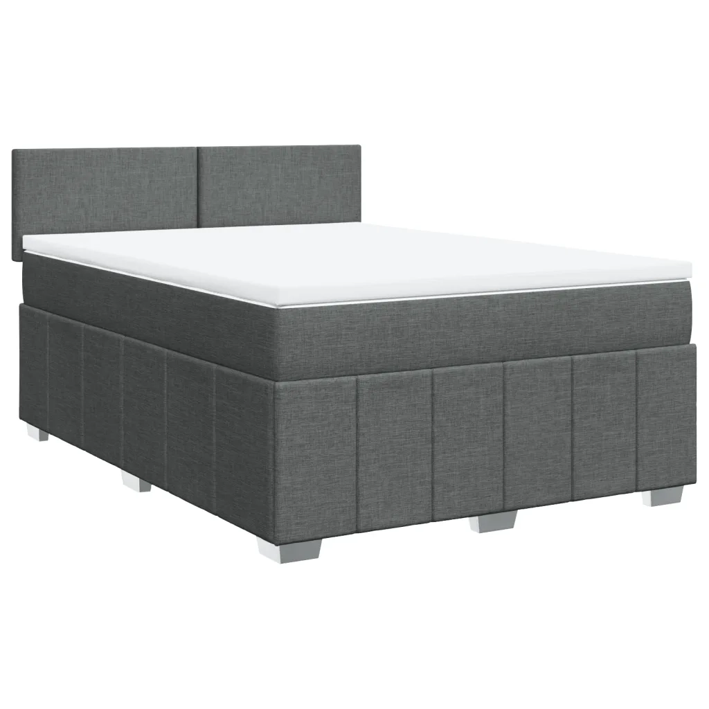 Giroletto a Molle con Materasso Grigio Scuro 140x200cm Tessuto