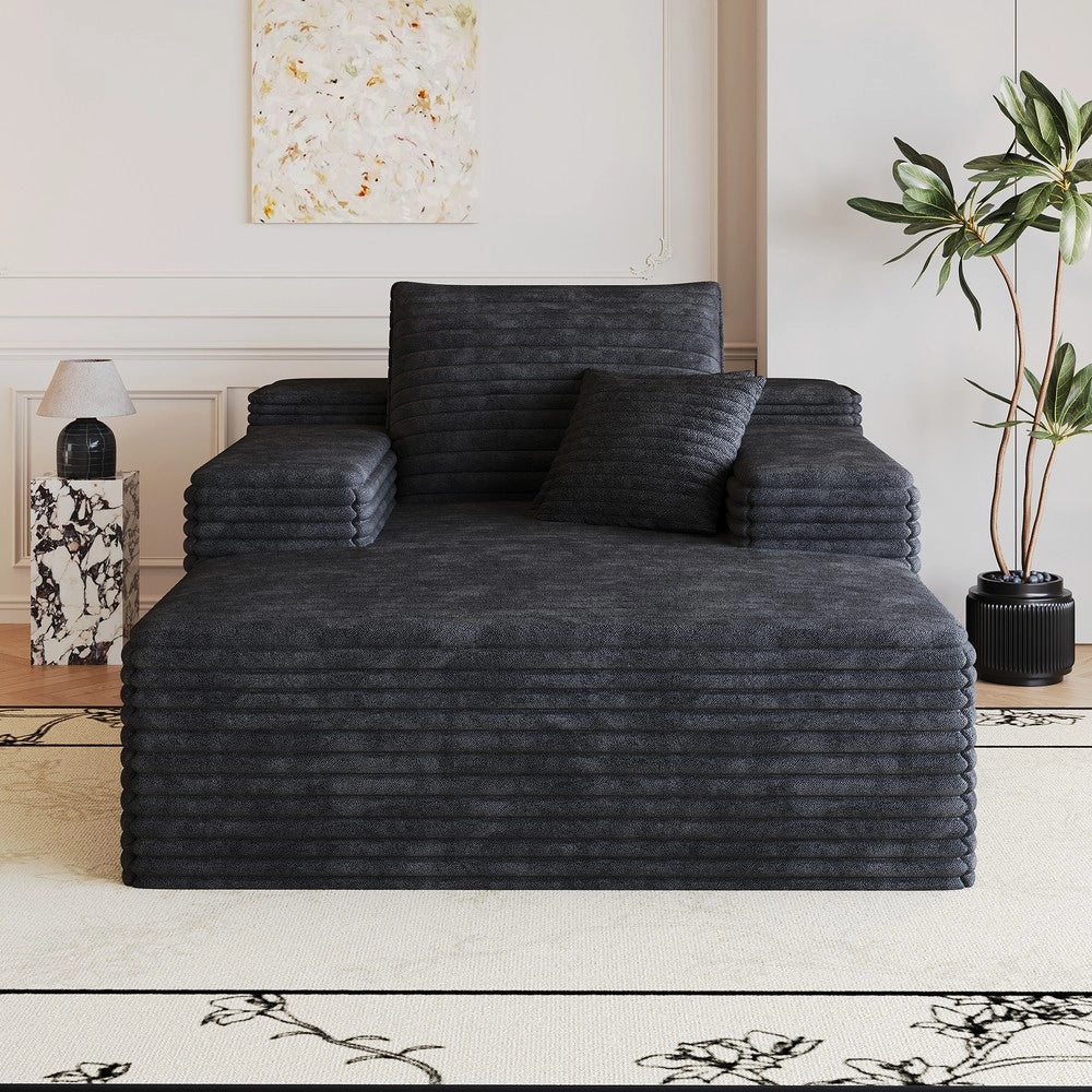 Divano Chaise Longue ¨C Minimal ¨C nero in tessuto imbottito 115x159cm