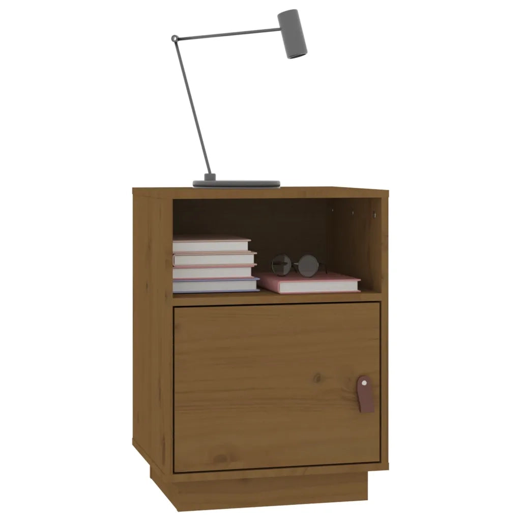 Comodini Ambrati 2 pz 40x34x55 cm in Legno Massello di Pino 818322