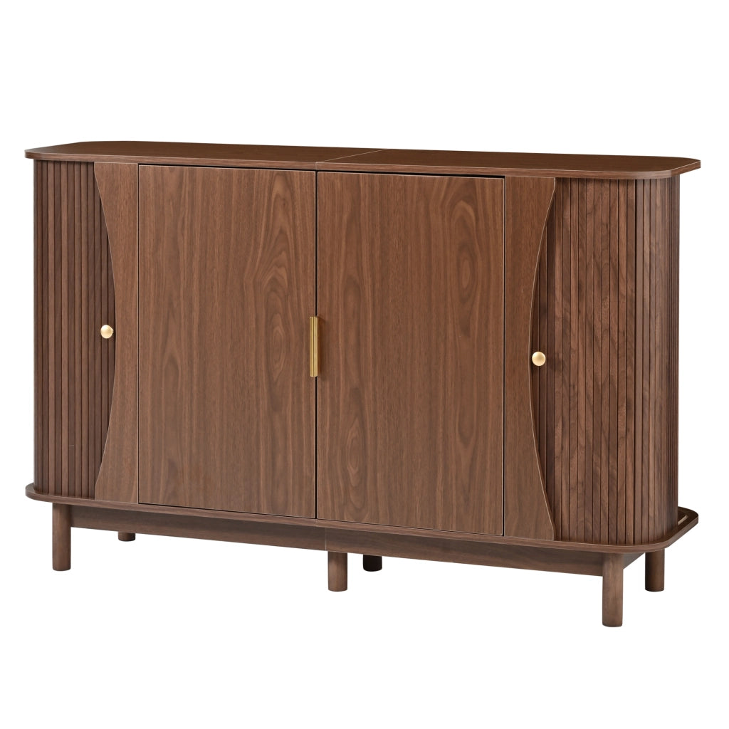 Credenza con 2 ante scorrevoli e ripiano regolabile per soggiorno 140×40×88 cm noce