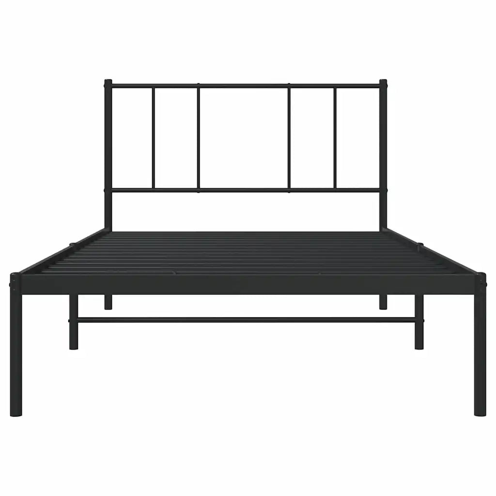 Letto singolo | Letto per adulti | Giroletto con Testiera in Metallo Nero 100x190 cm