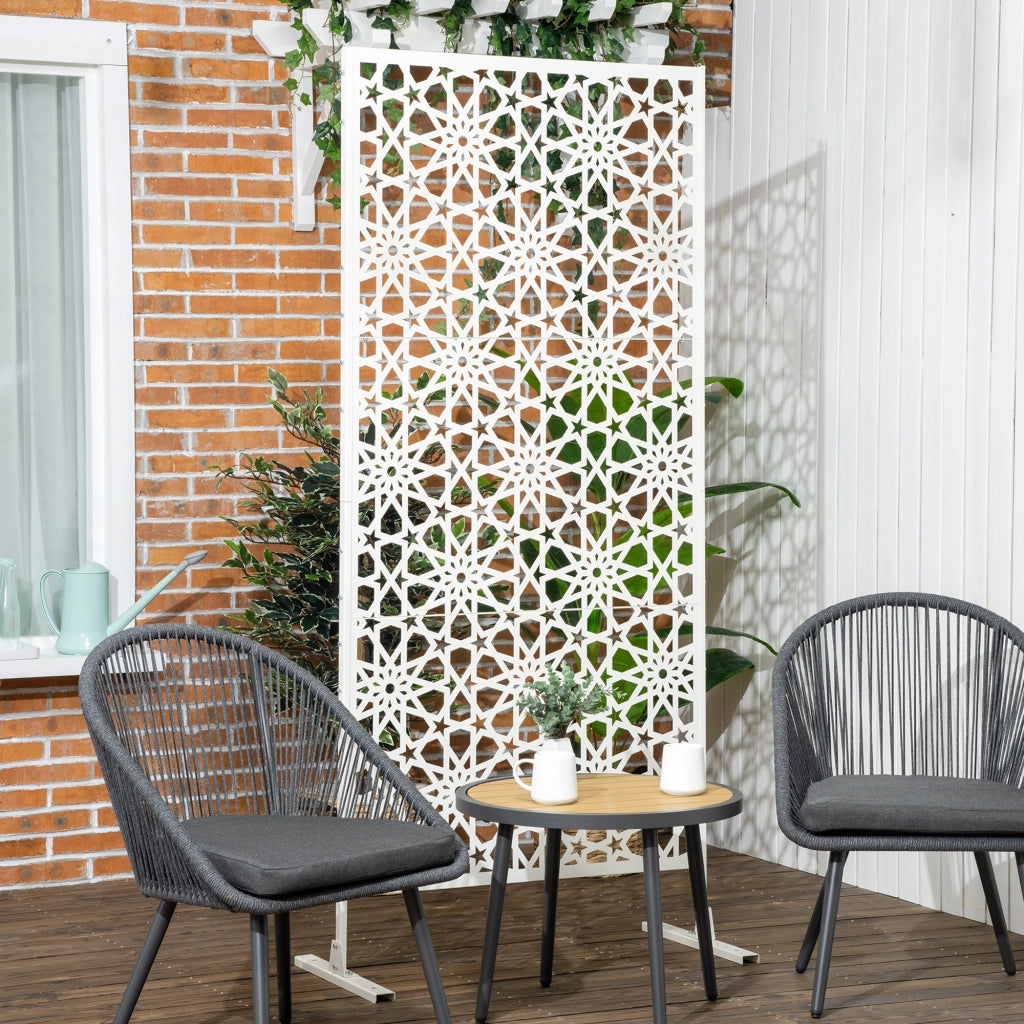 Pannello decorativo brise vue esterno in metallo ¨C zephmum ¨C bianco 92x45x198 cm