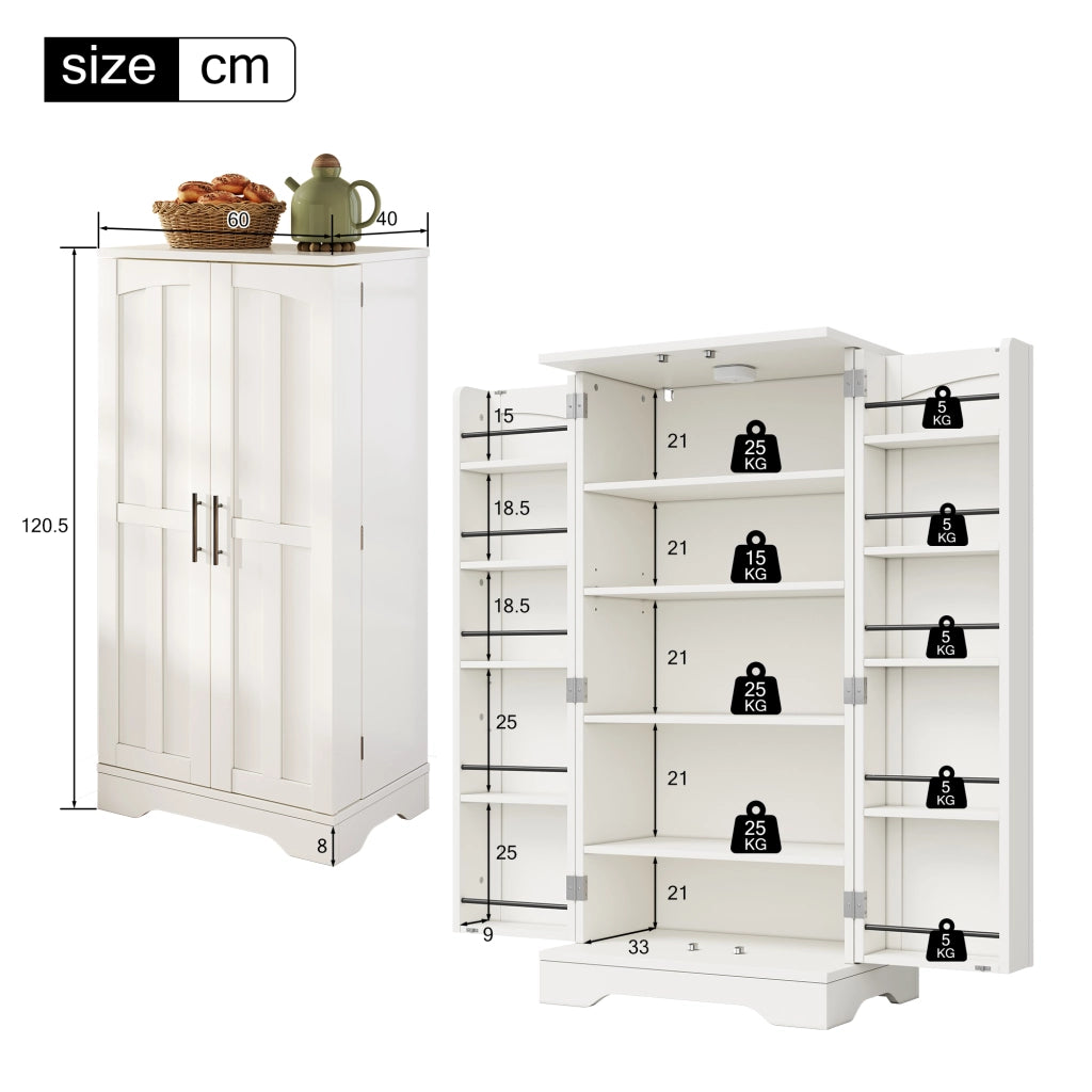 Mobile contenitore con LED sensore, 2 ante e ripiano regolabile, per cucina sala da pranzo e soggiorno, 120 × 60 × 40 cm