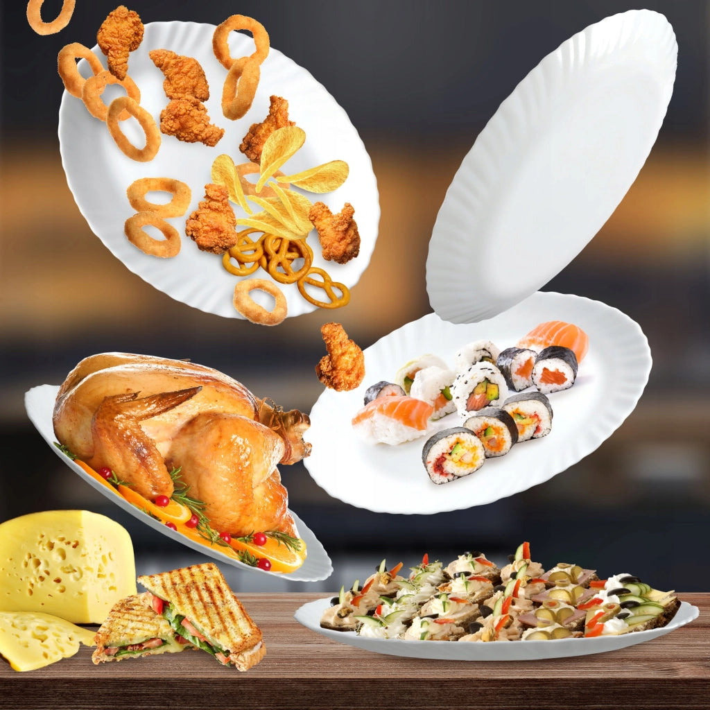 Piatto da portata ovale in vetro KADAX da 25 cm per snack, colore bianco