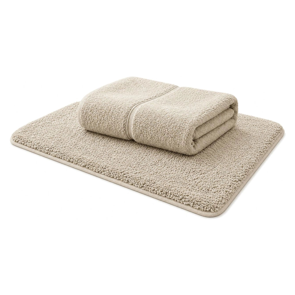 Sanamasa, Telo Bagno Sfumatura Colore Struttura Crema, Bianco Crema