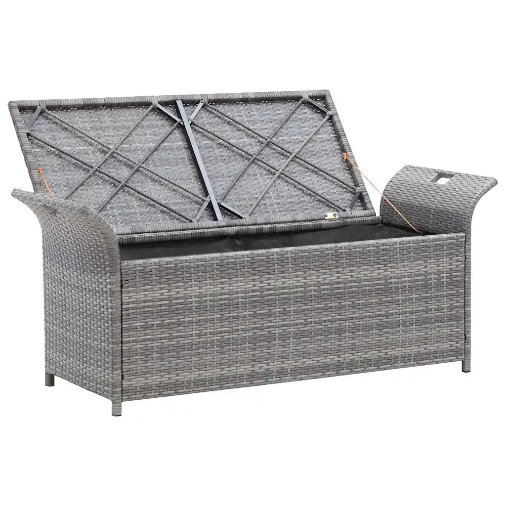 Cassapanca con Cuscino-Baule-Panca con ContenitoreGrigia 138 cm in Polyrattan