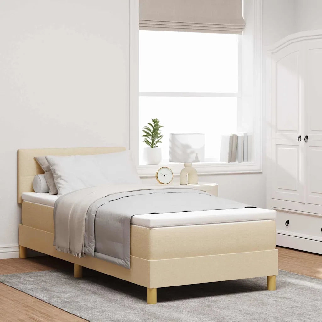 Letto a Sorgente LED con materasso Crema 90 x 200 cm Tessuto 3342413