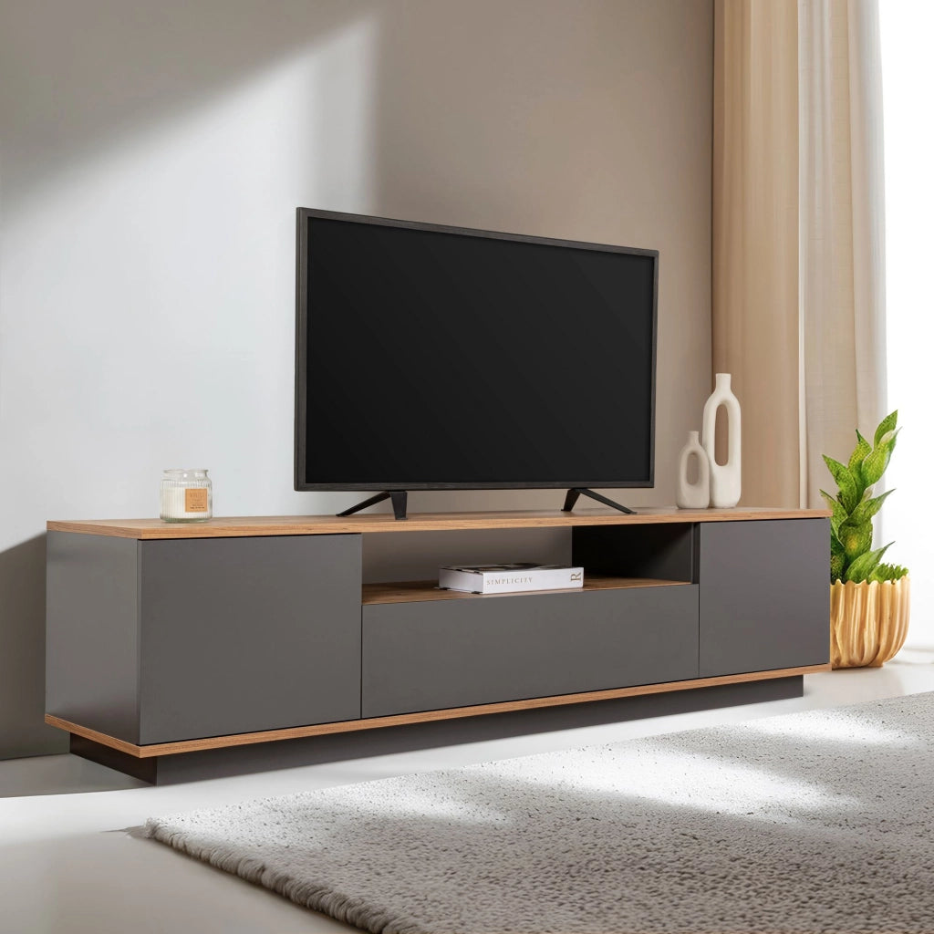 Porta TV in legno "Veramont" - 180 x 44 x 44 cm - Grigio antracite