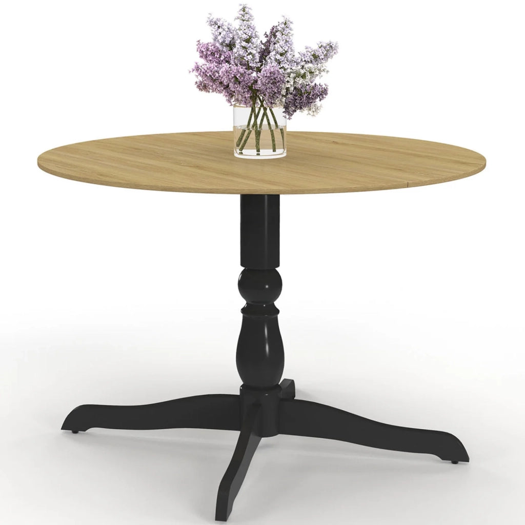 IDMarket - Tavolo da pranzo rotondo MARIE 4-6 persone in faggio e nero 110 cm