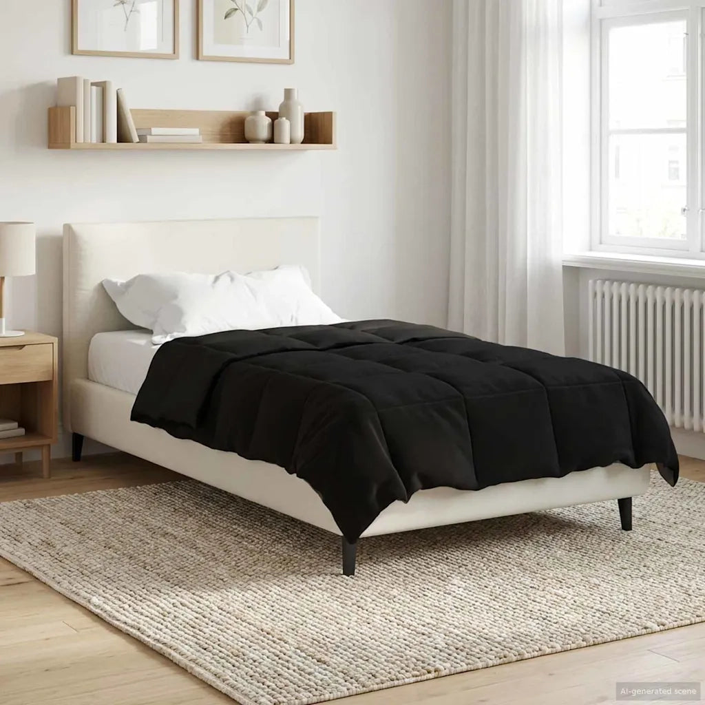 Duvet Invernale Trapuntato Nero 155 x 220 cm Microfibra