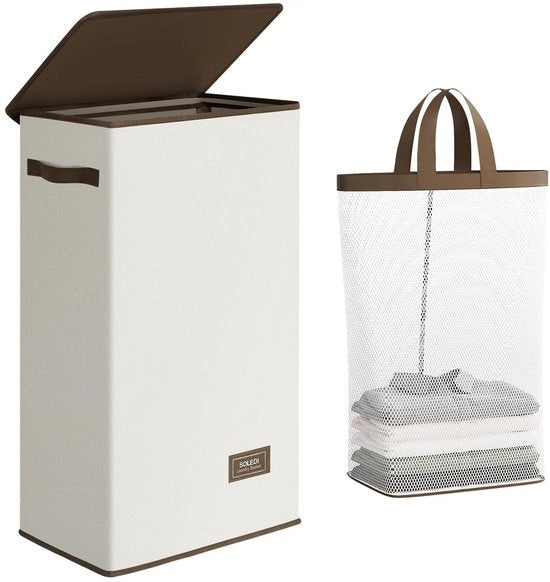 Contenitore per la raccolta della biancheria 70L con coperchio e sacchetto per la raccolta della biancheria - Grande separatore per bucato per bagno, camera da letto, zona lavanderia, camera dei bambini