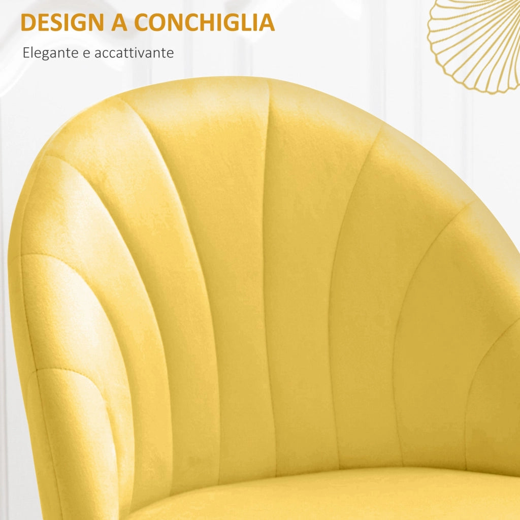 Set 2 Sedie Design Nordico 52x54x79 cm Tessuto Effetto Velluto Giallo