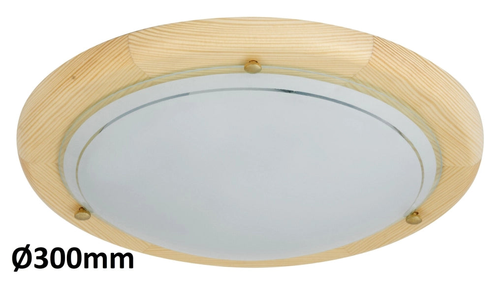 Plafoniera Rabalux Ufo 30cm legno chiaro E27 vetro