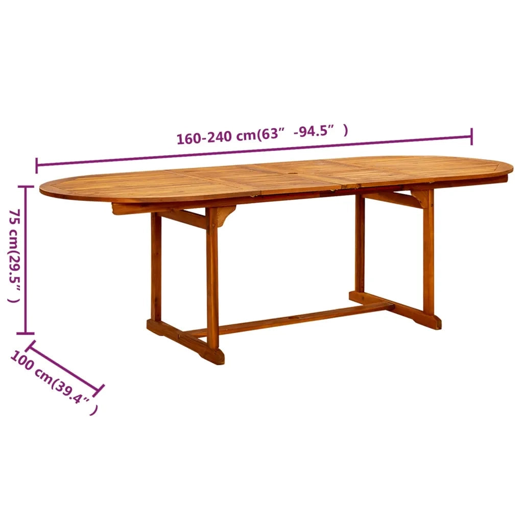 Tavolo da Pranzo per Esterni (160-240)x100x75cm Massello Acacia cod mxl 34504