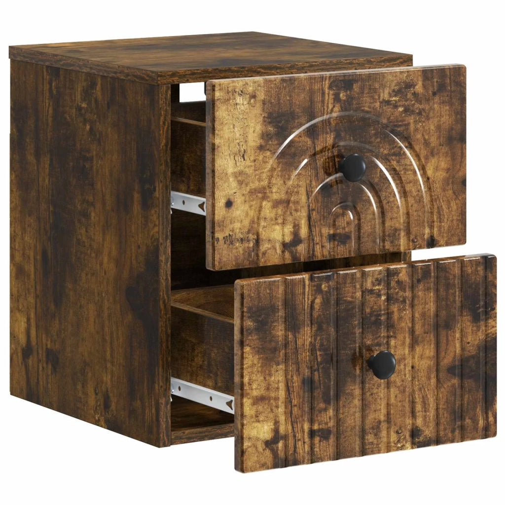 Mobiletto da notte a muro Rovere Fumo 33 x 34,5 x 40 cm 898135