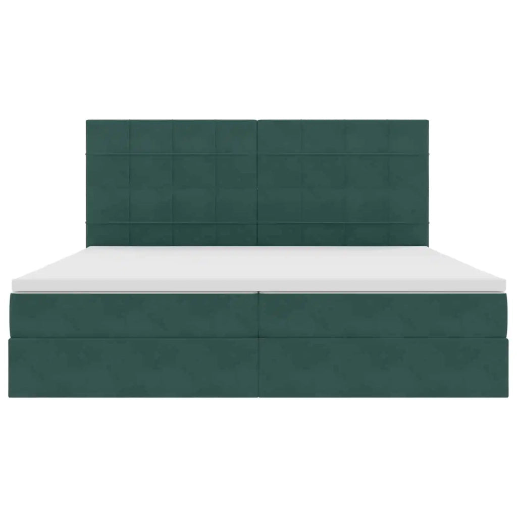 Letto con contenitore e LED Verde Scuro 200 x 200 cm Velluto 3372690
