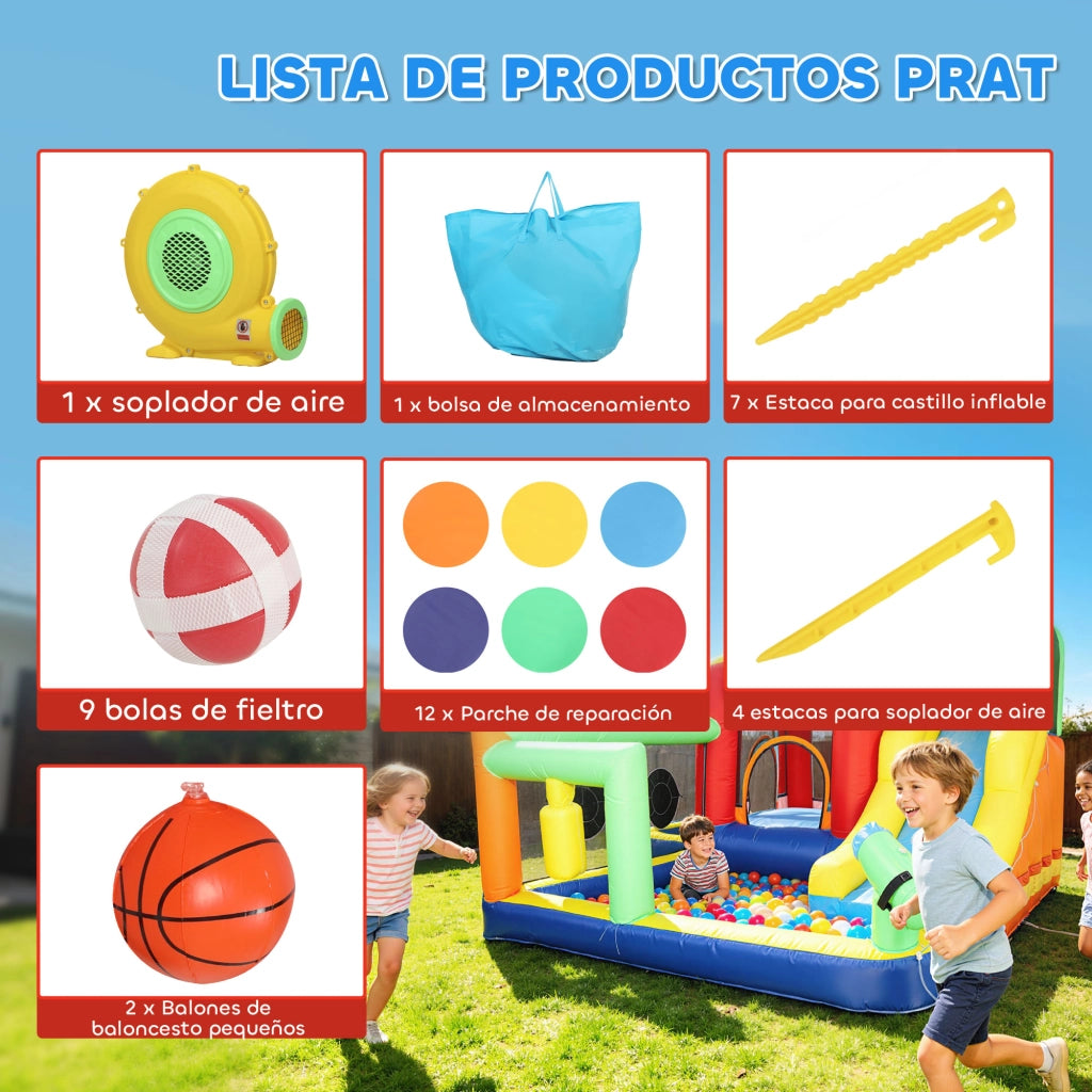Castillo Inflable Acuatico 9 en 1 con Tobogan y Piscina ¨C zephmum ¨C 550W