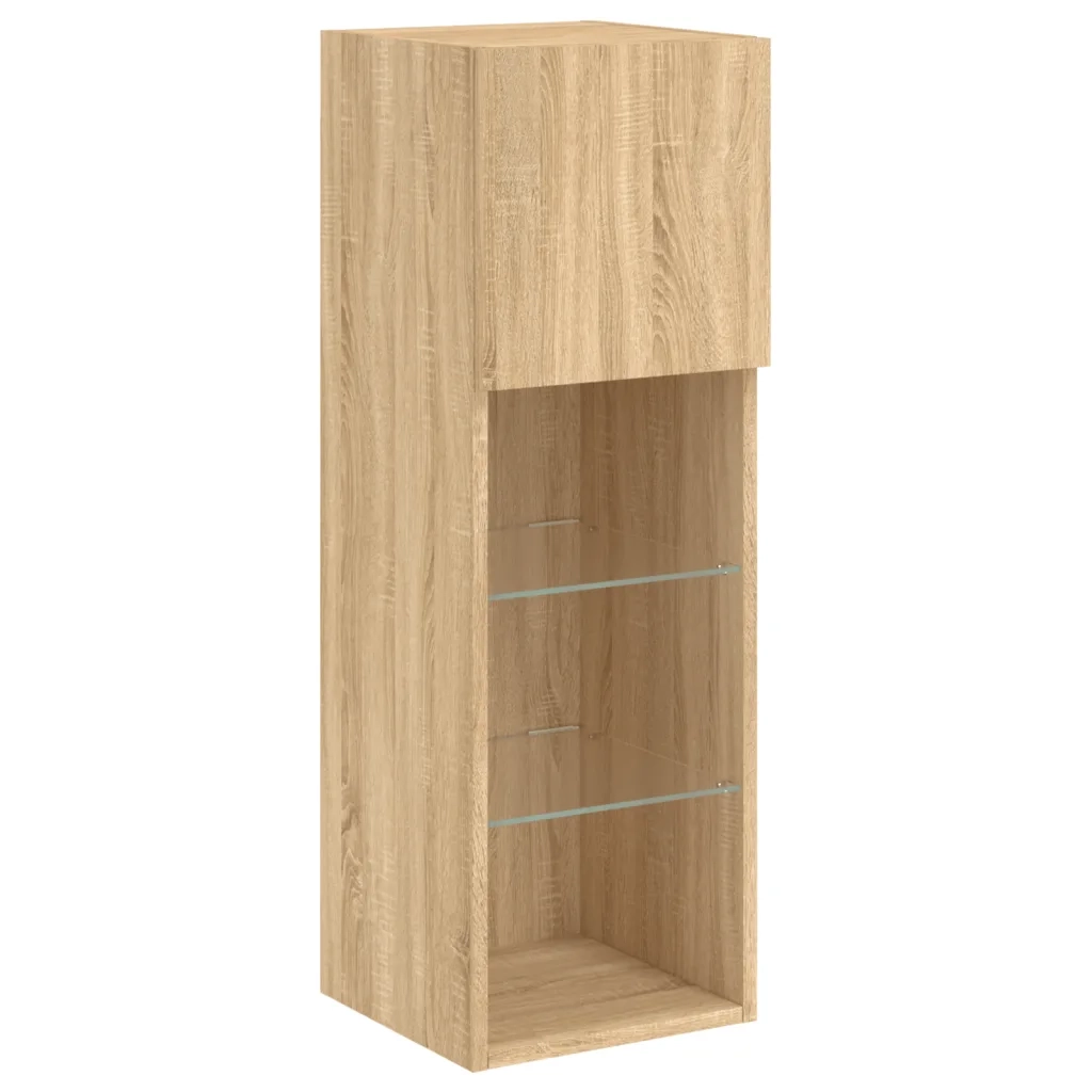 Mobili Porta TV con Luci LED 2 pz Rovere Sonoma 30,5x30x90 cm 837006
