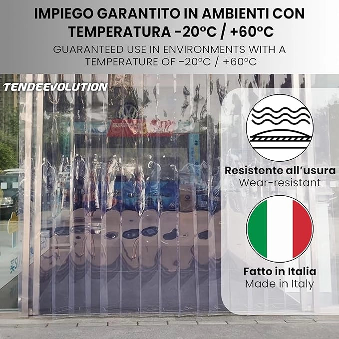 Rotolo PVC Trasparente Spessore 2mm al Metro Lineare - Strisce Trasparenti 20cm per Tende/Porte Industriali - Massima Durabilità