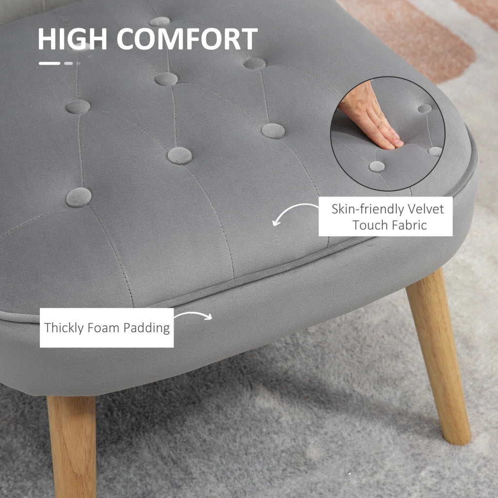 Sedia Imbottita 60x66x79 cm  in Tessuto Vellutato Grigia