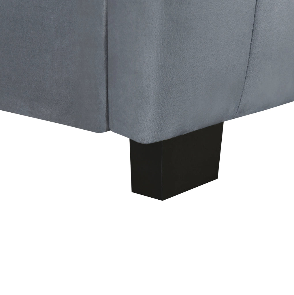 Letto imbottito 90 x 190 cm con letto estraibile e rete a doghe; velluto grigio