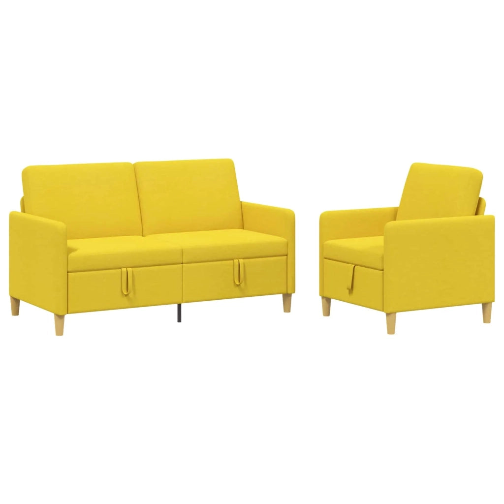Set di Divani con Storage 2 pz Giallo Chiaro Poliestere 3429186