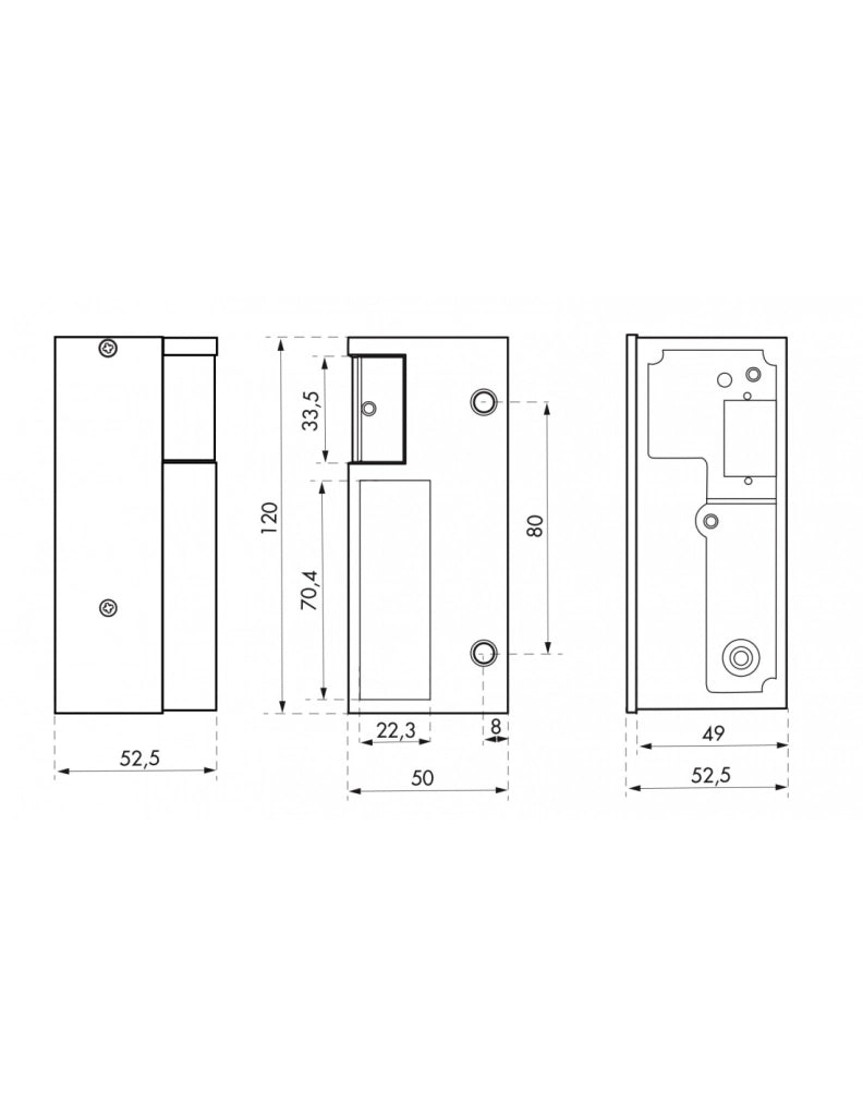 Incontro elettrico 12–24 V AC/DC per serratura verticale, sinistro – THIRARD