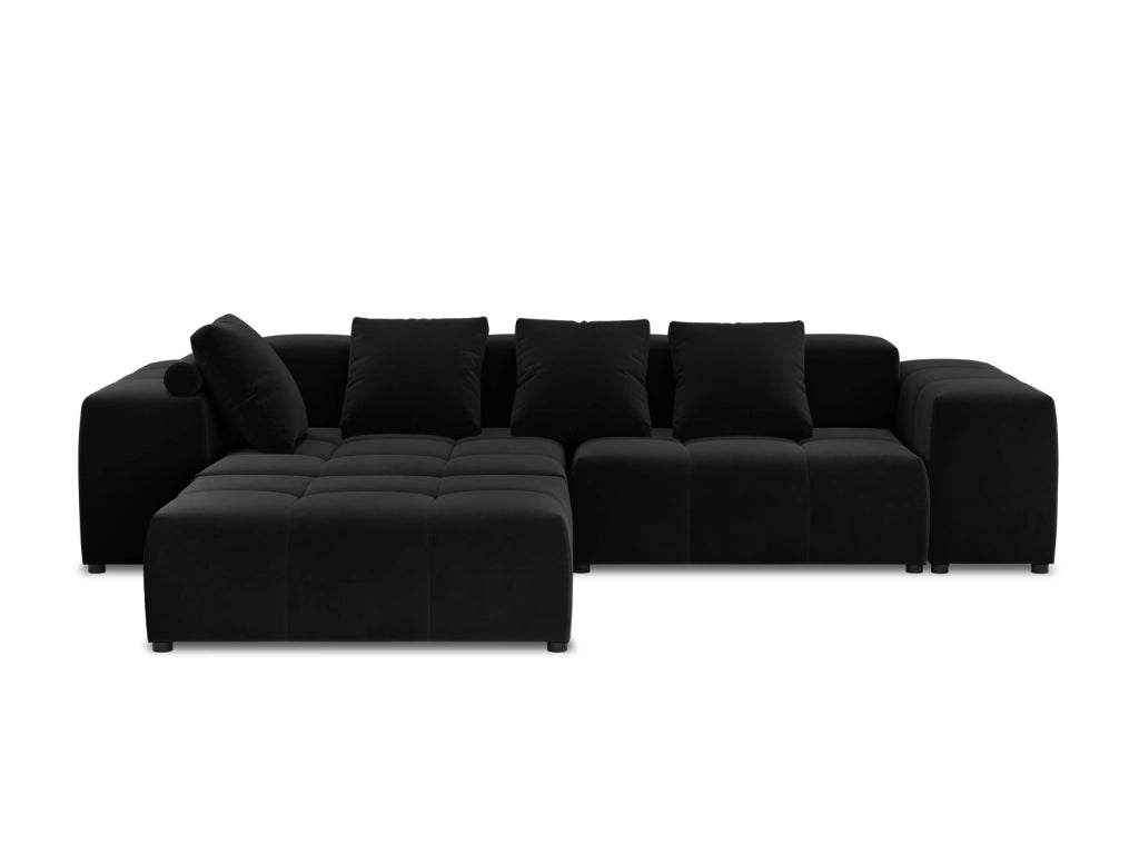 Cosmopolitan Design - Divano angolare modulare reversibile "Rome" 5 posti in velluto nero 