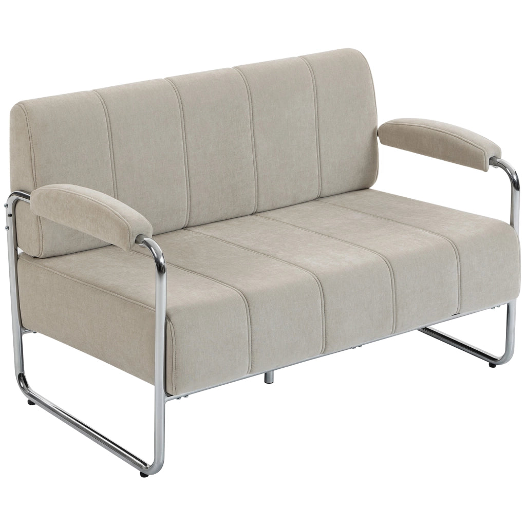 Divano 2 Posti Moderno Tessuto Beige ¨C Zephmum ¨C 120x73x76 cm