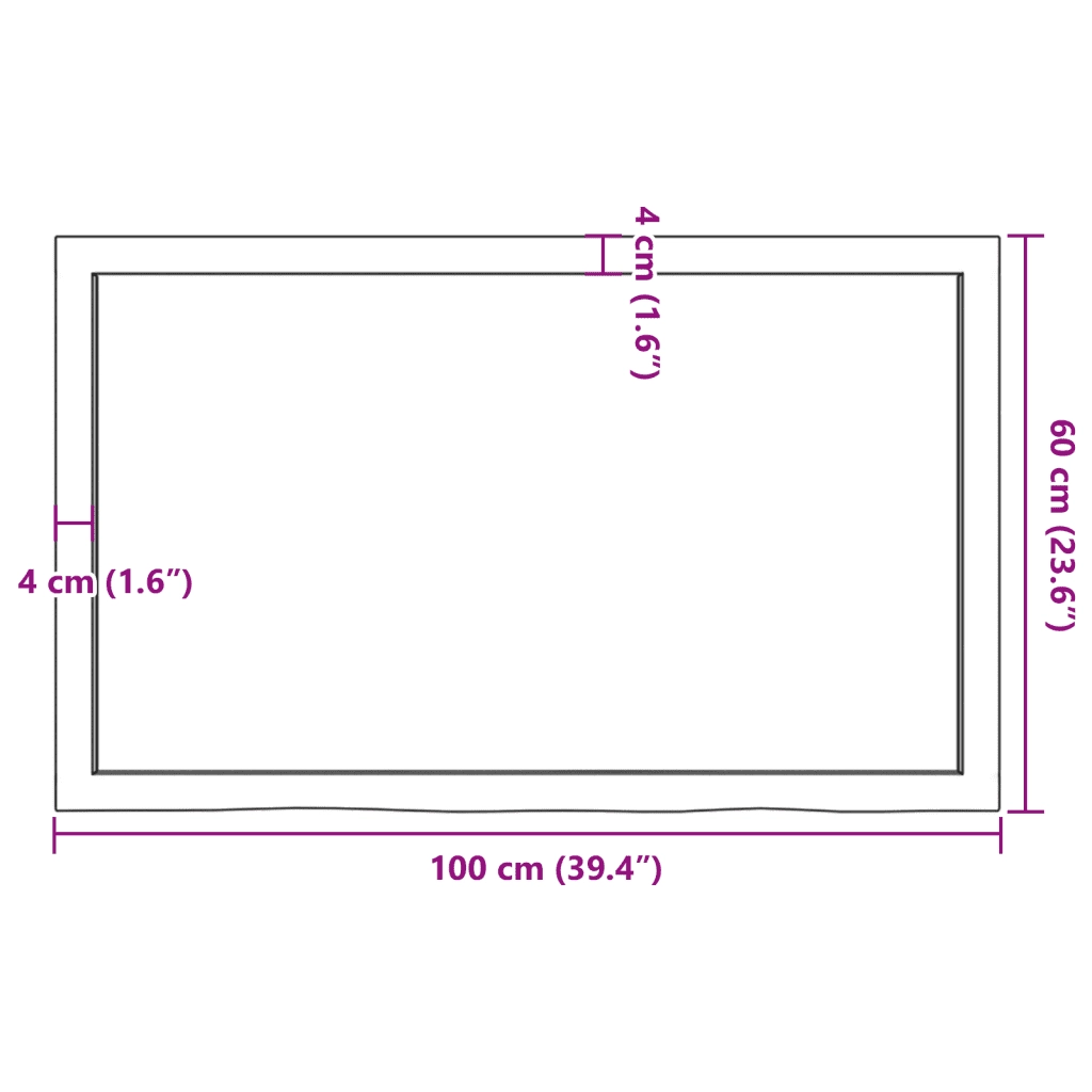 Piano Bagno 100x60x(2-6) cm in Legno Massello Non Trattato CFW5875868