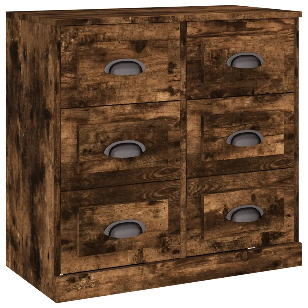 vidaXL Credenze 2 pz Rovere Fumo in Legno Multistrato