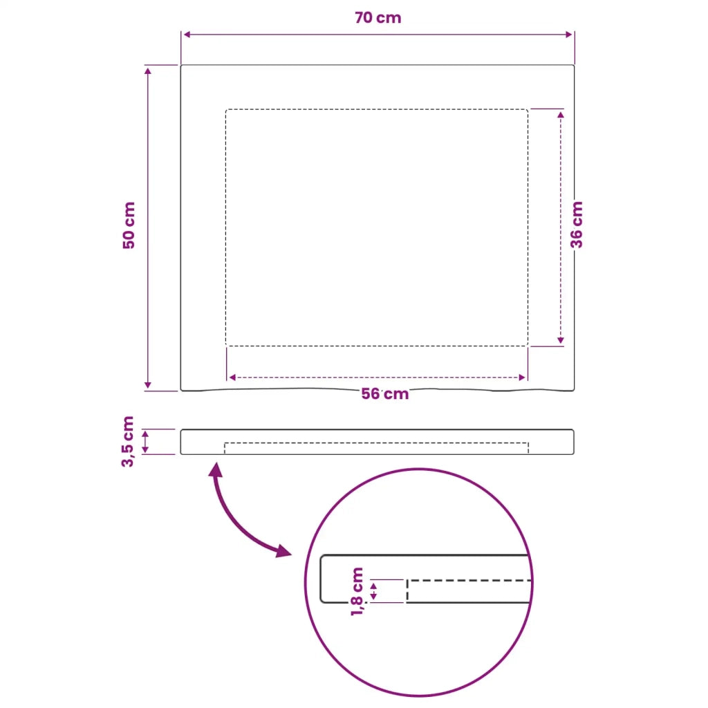 Piano del Tavolo Rettangolare 90 x 50 x 3,5 cm Rettangolare 938495