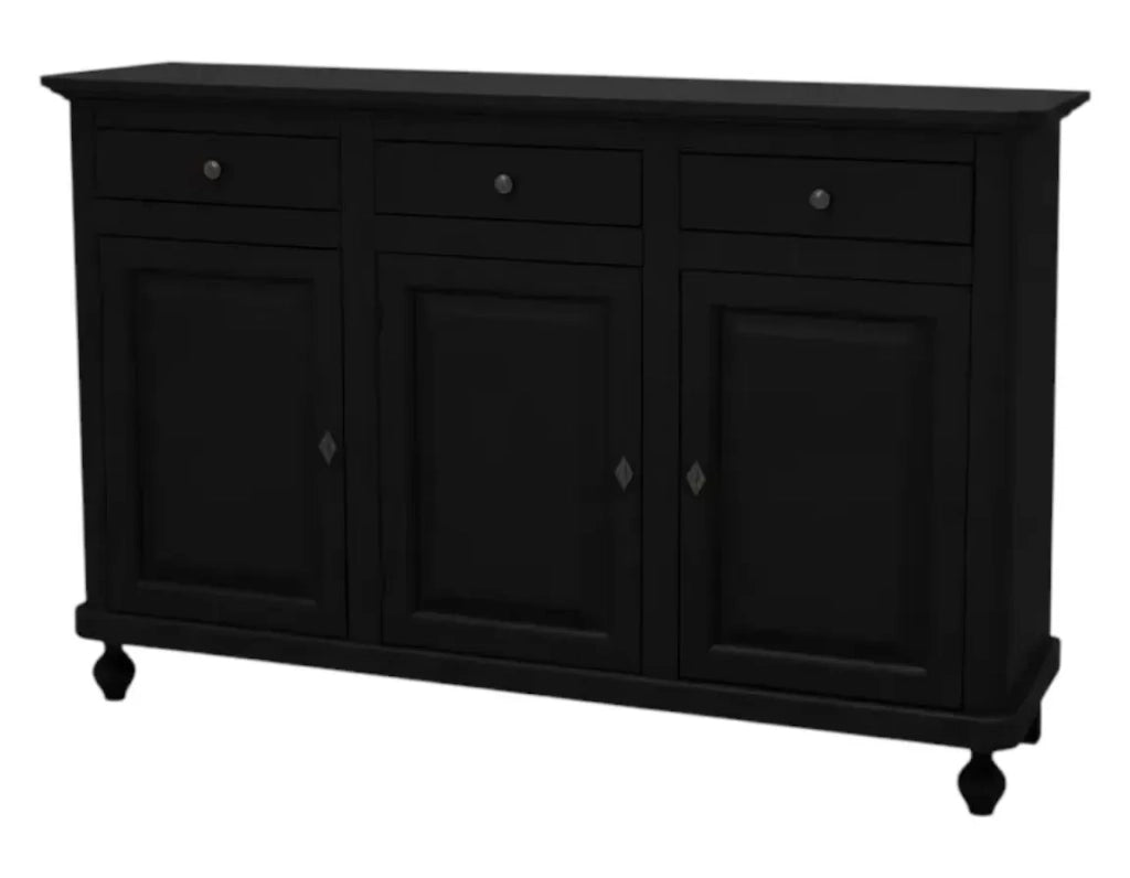 Madia credenza 3 ante legno shabby nero 158x45x98 - Mobili 2G