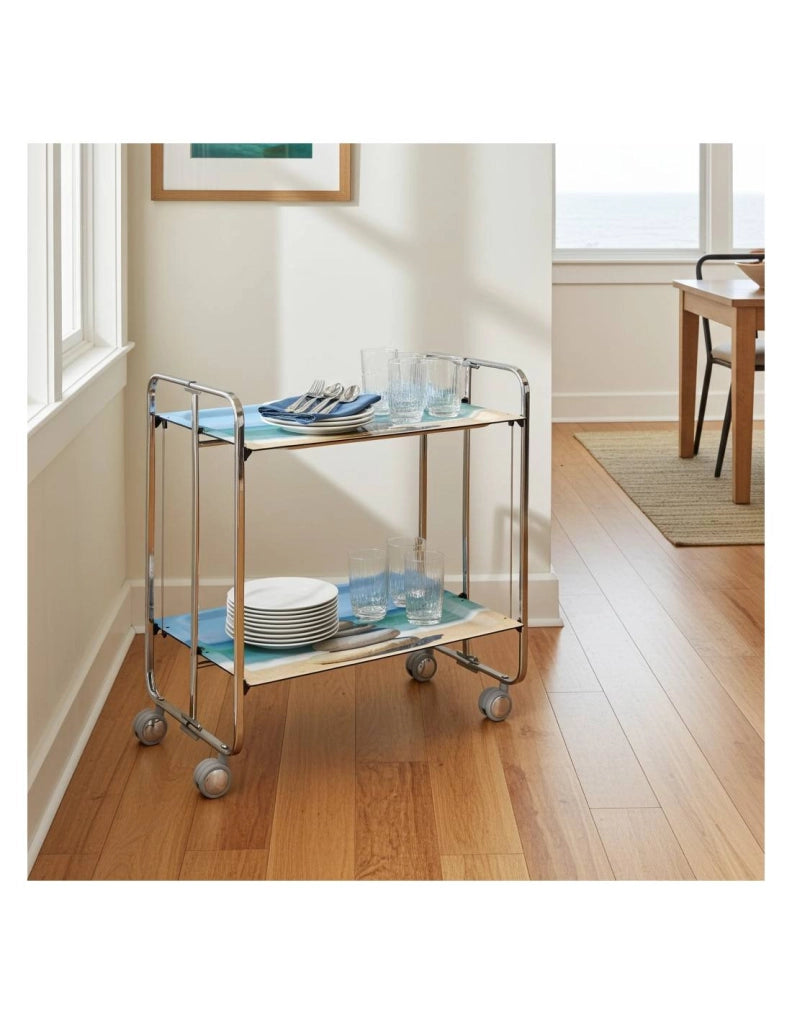 Carrello da cucina pieghevole cromato con ruote BAUHAUS 2 ripiani