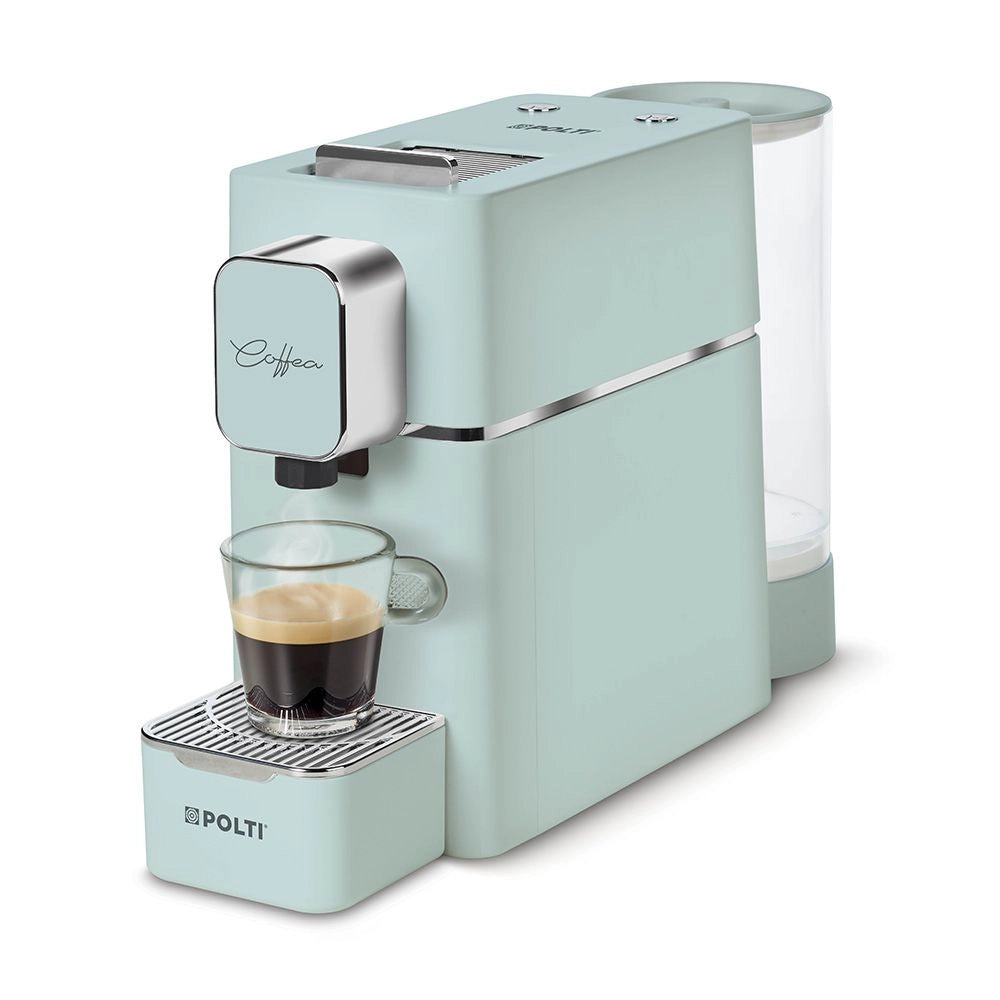 Polti coffea s15 macchina per caffè espresso a cialde, pratica elegante e compatta, colore verde, temperatura caffè regolabile