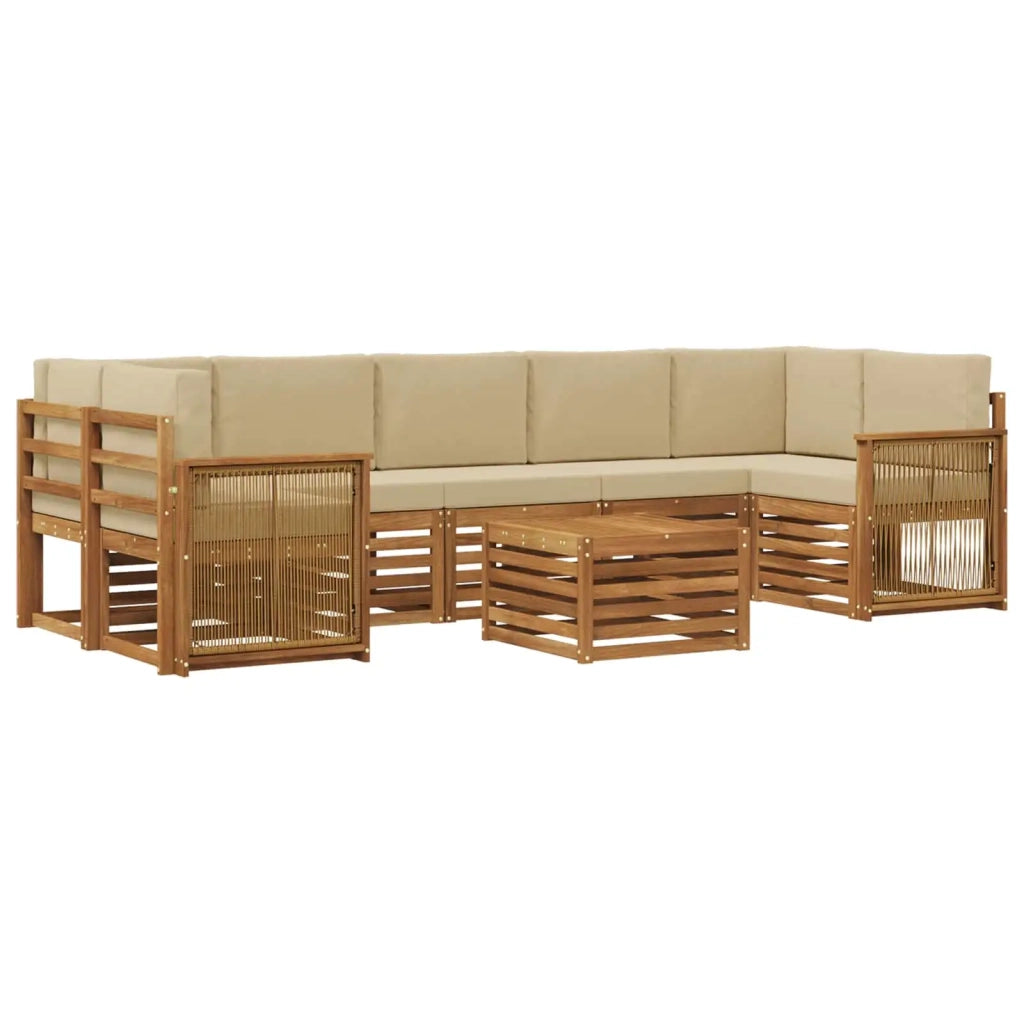 Set di divani da esterno 8 pz Naturale e Beige 3384149