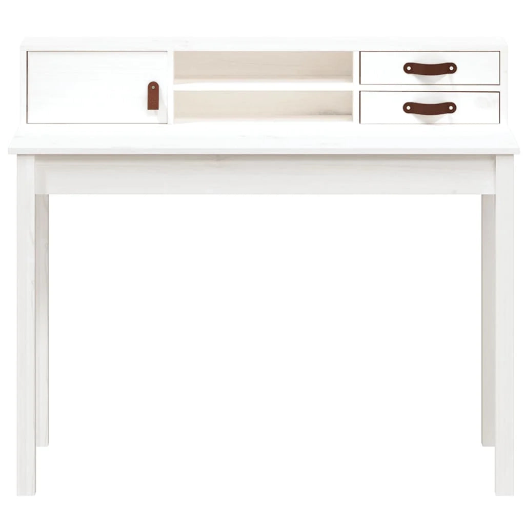 Scrivania tavolo postazione di lavoro mobile per computer studio 110 x 50 x 93 cm legno massello di pino bianco 02_0023507