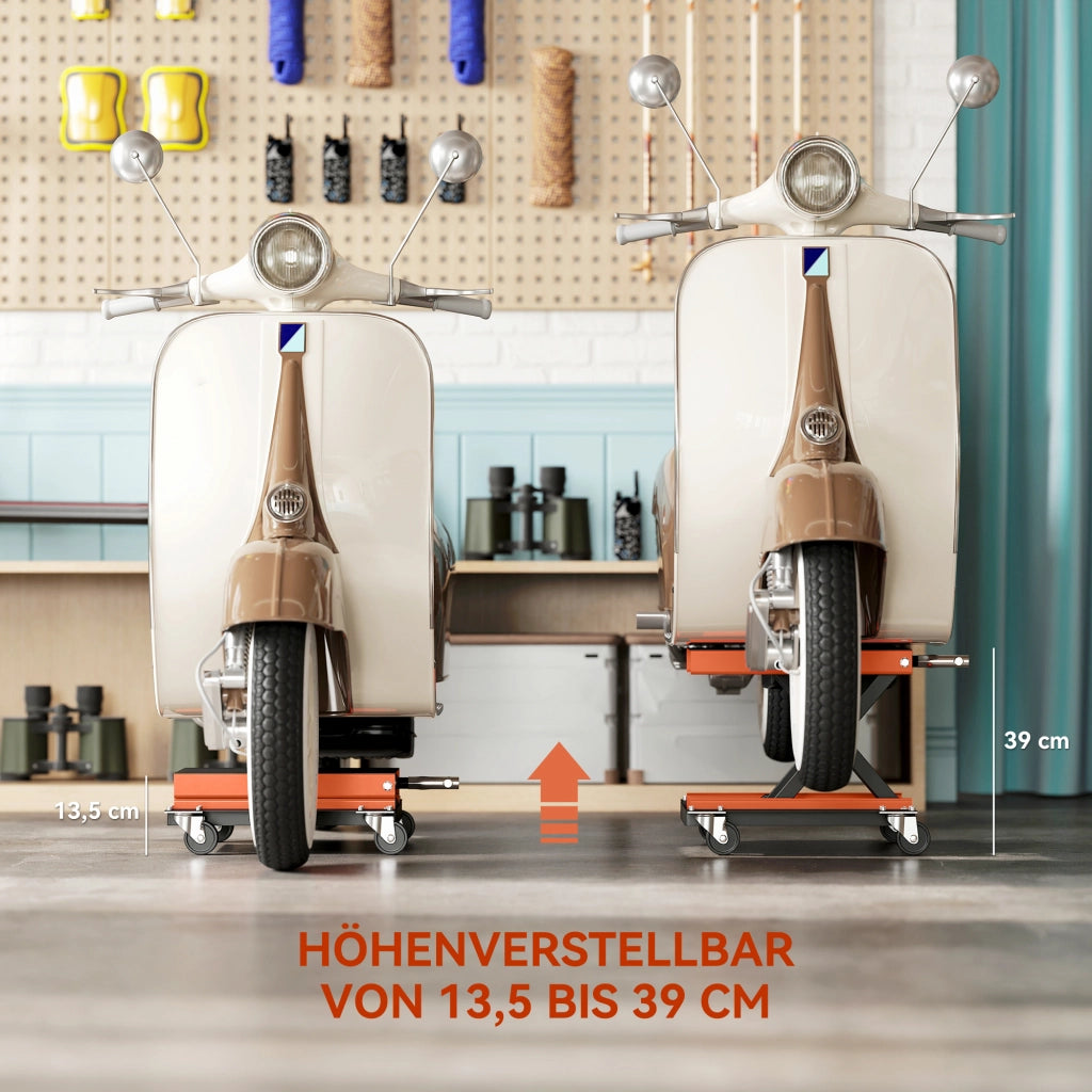 Cric per Moto ¨C Zephmum ¨C Carico 500 kg, Altezza Regolabile 135-390 mm, Arancione