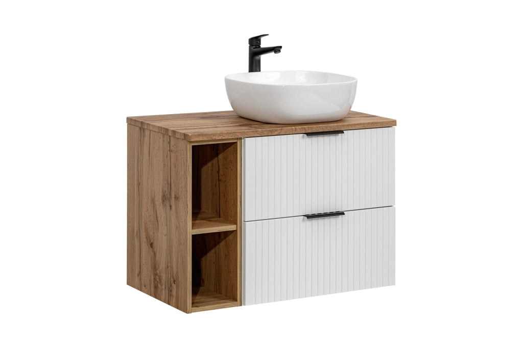 Set mobili bagno 80 cm con piano e lavabo da appoggio Smile Adel White 80 cm
