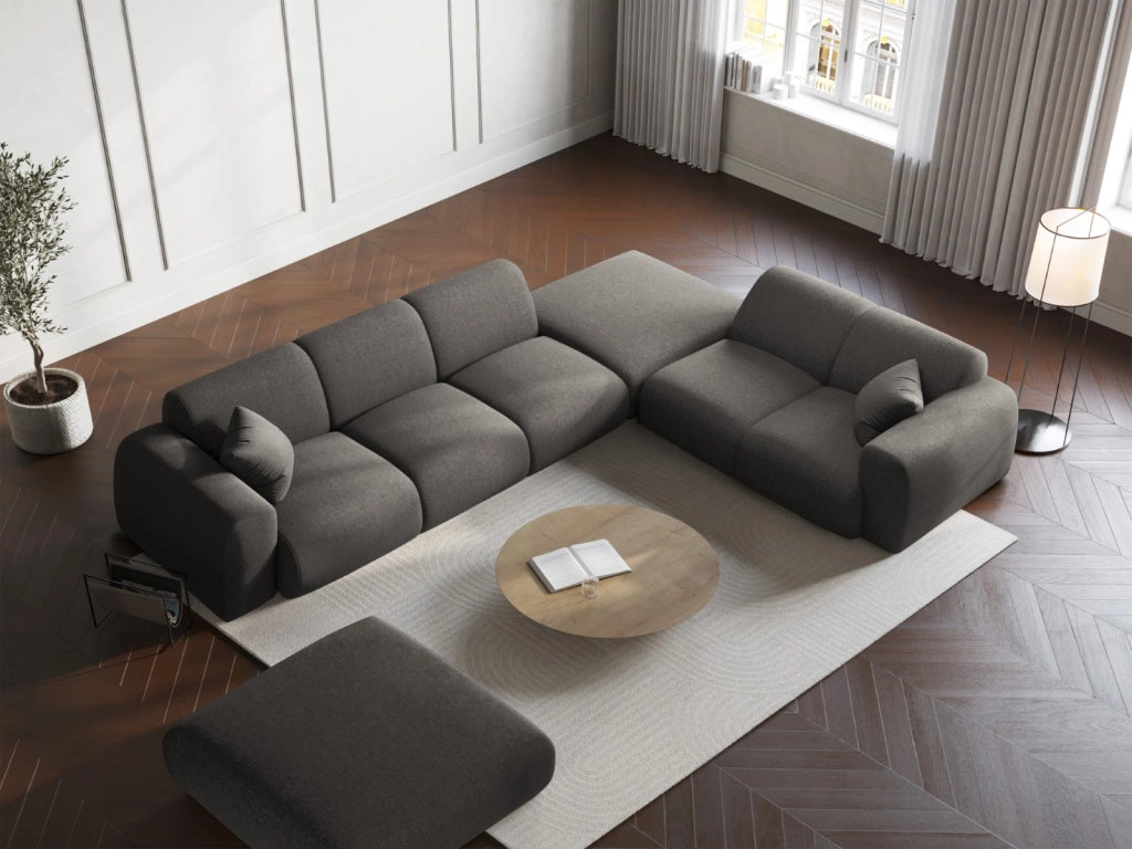 Cosmopolitan Design - Divano angolare destro "Nolio" 4 posti in ciniglia grigio 