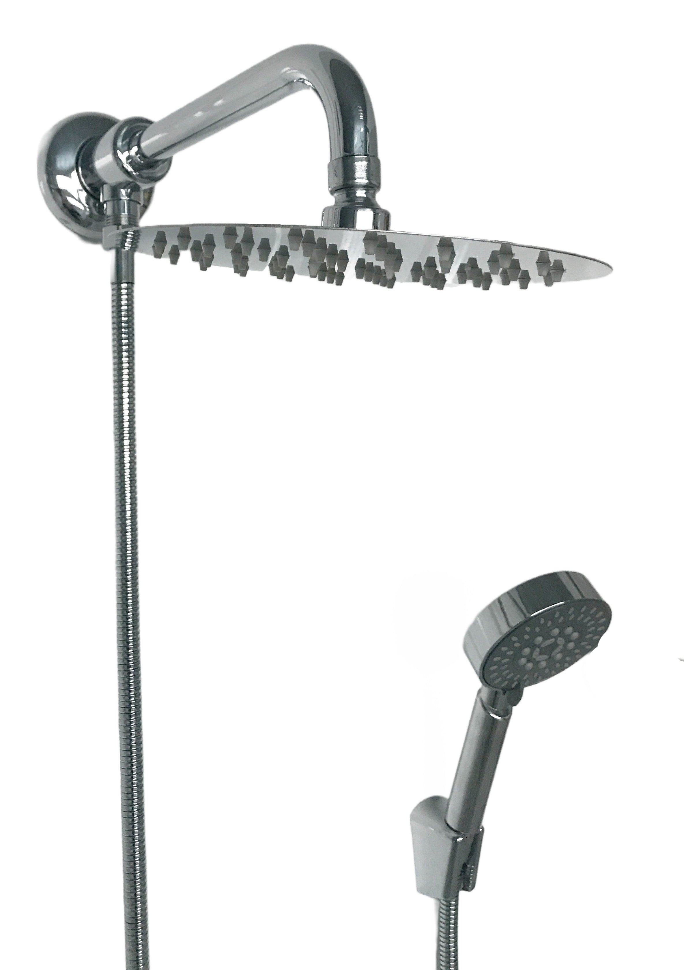 Kit doccia deviatore con doccetta, soffione 20 cm e braccio 30 cm