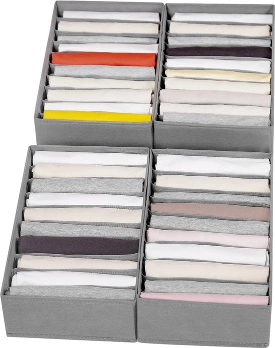Organizzatore per magliette 4-pack, contenitore per abbigliamento con 10 compartimenti, organizzatore per la stanza degli abiti, contenitore per leggins e sciarpe di seta