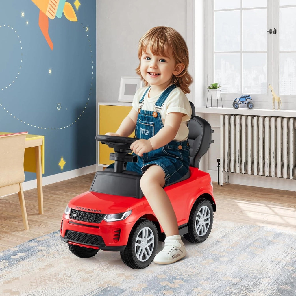 Macchina Cavalcabile per Bambini 1-3 Anni, Cavalcabile Bambino 3 in 1, Pignée Amovibile, Guida Realistica con Volante, Clacson, Musica, Carico 25 kg, Ruote Antiscivolo, Regali Bambini (Rosso)