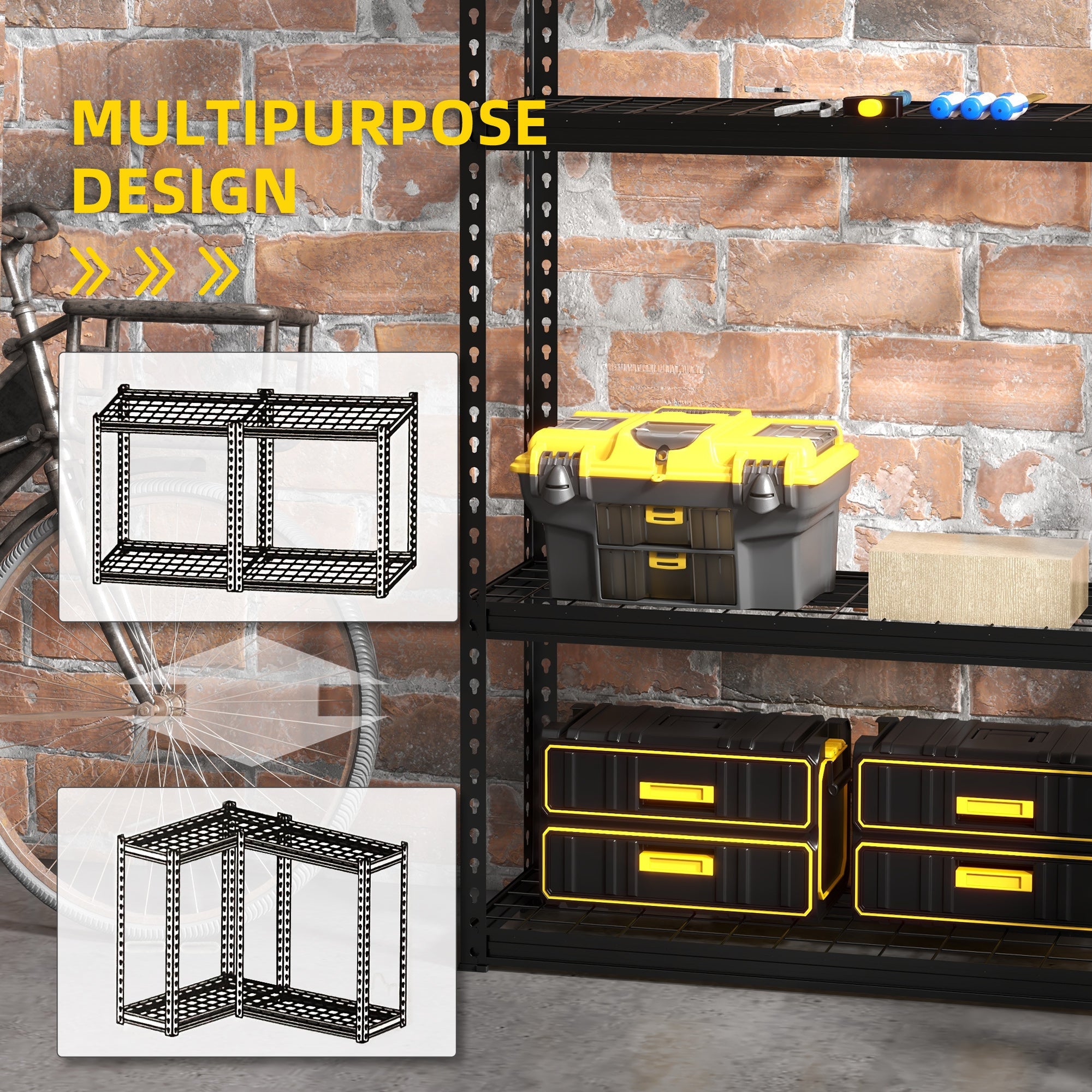 Scaffale 4 Ripiani 70x30x152 cm in Metallo Nero